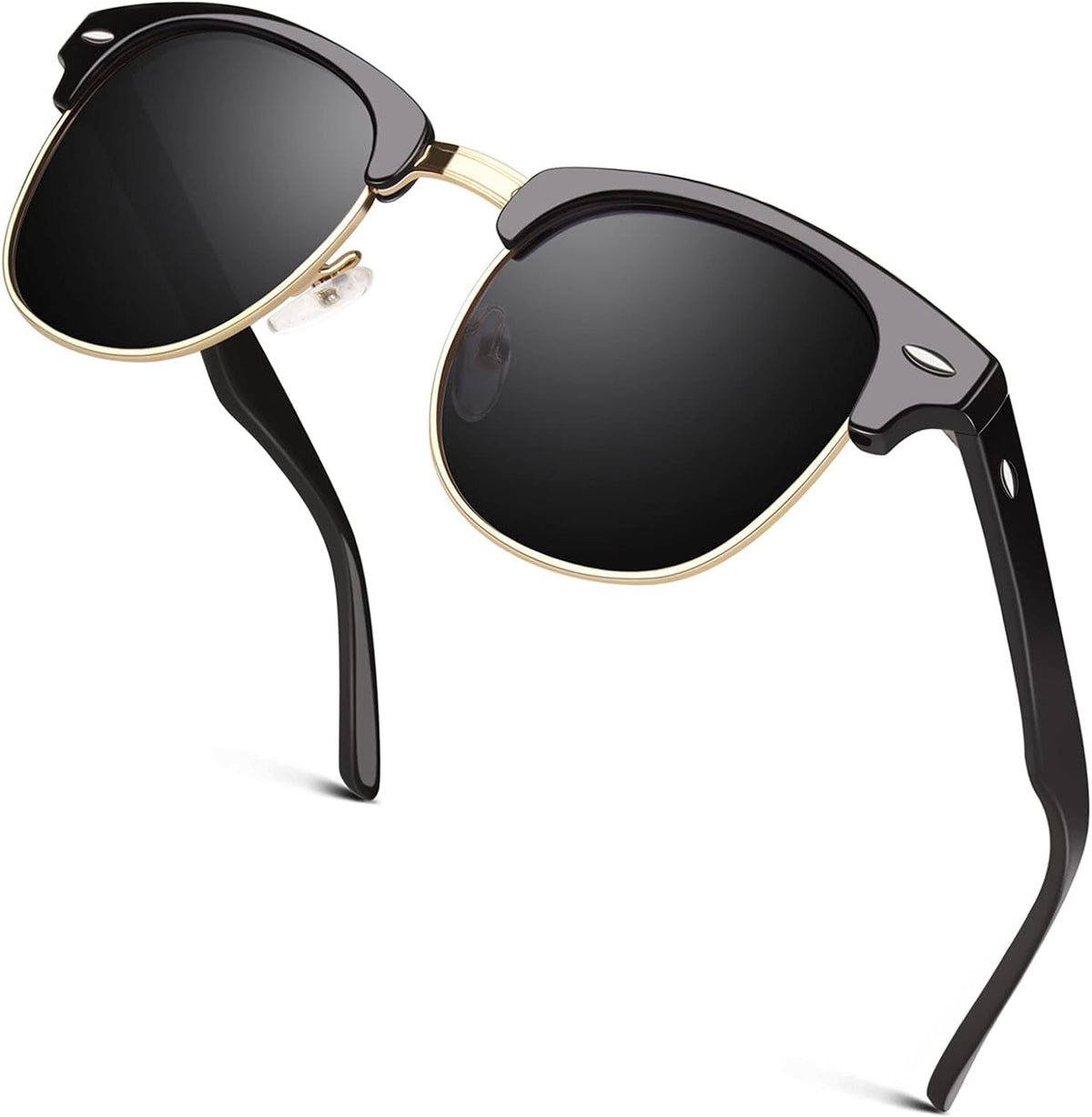Classic Horn Rimmed Semi Rimless Polarized Sunglasses for Men Women GQO6