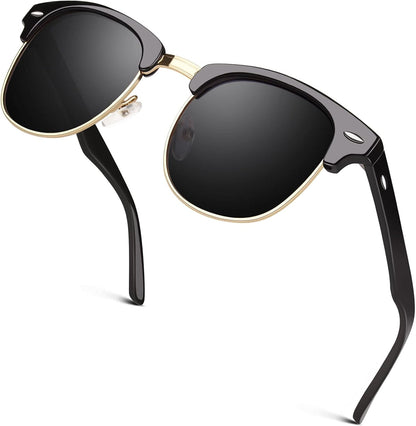 Classic Horn Rimmed Semi Rimless Polarized Sunglasses for Men Women GQO6