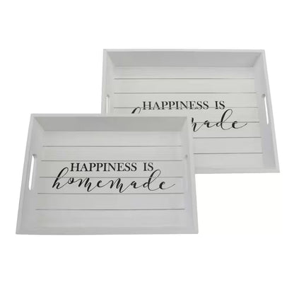 White Wooden Trays (Set of 2)