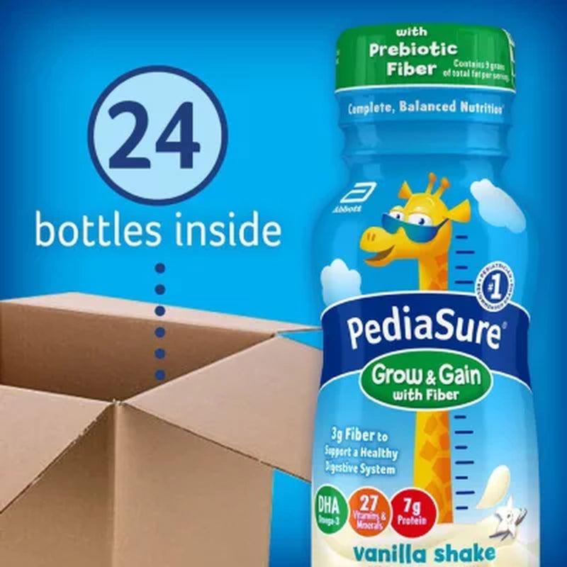 Pediasure Grow and Gain Nutritional Shake with Fiber for Kids, Vanilla, 8 Fl. Oz., 24 Pk.