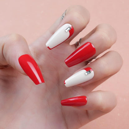 White Press on Nails Short,  Square Solid Color Fake Nails with Glue, Reusable & Natural Acrylic False Nails Stick on Nails for Women Girls Gift, Gel Nail Kit, 24pcs