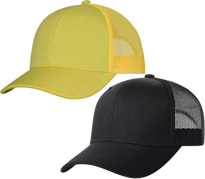 2 Pack Snapback Trucker Baseball Hats Mesh Back Adjustable Blank Ball Caps for Men Women