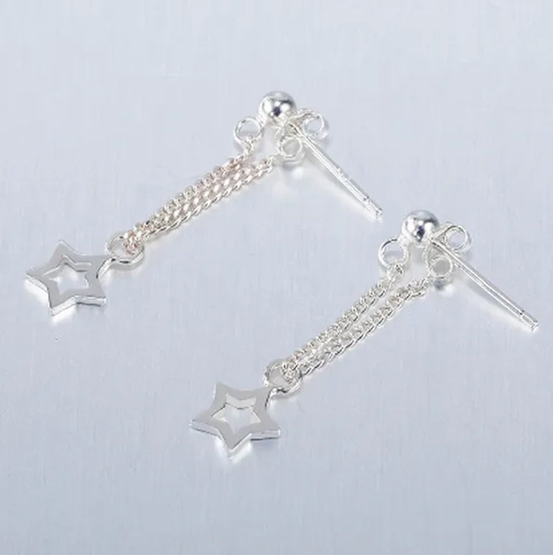925 Sterling Silver Exquisite Star Dangle Earrings for Women Punk Drop Earrings for Women Sterling Silver Jewelry