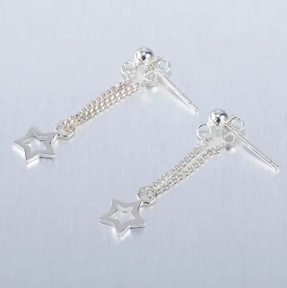 925 Sterling Silver Exquisite Star Dangle Earrings for Women Punk Drop Earrings for Women Sterling Silver Jewelry