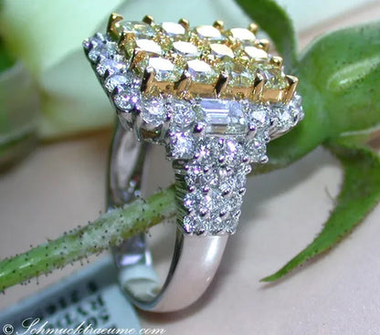 Sparkling 925 Sterling Silver Natural Gemstone Citrine Diamond Cluster Ring Party Bridal Wedding Women Jewelry Gifts Size 5 6 7 8 9 10