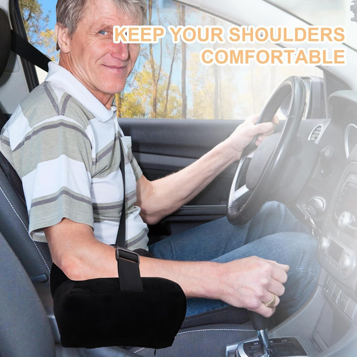 Post Shoulder Surgery Pillow for Shoulder Pain Relief Support Rotator Cuff Brace Pillow for Side Sleeper Comfortable Armpit Surgery Recovery Supplies for Sitting & Sleeping (Black)