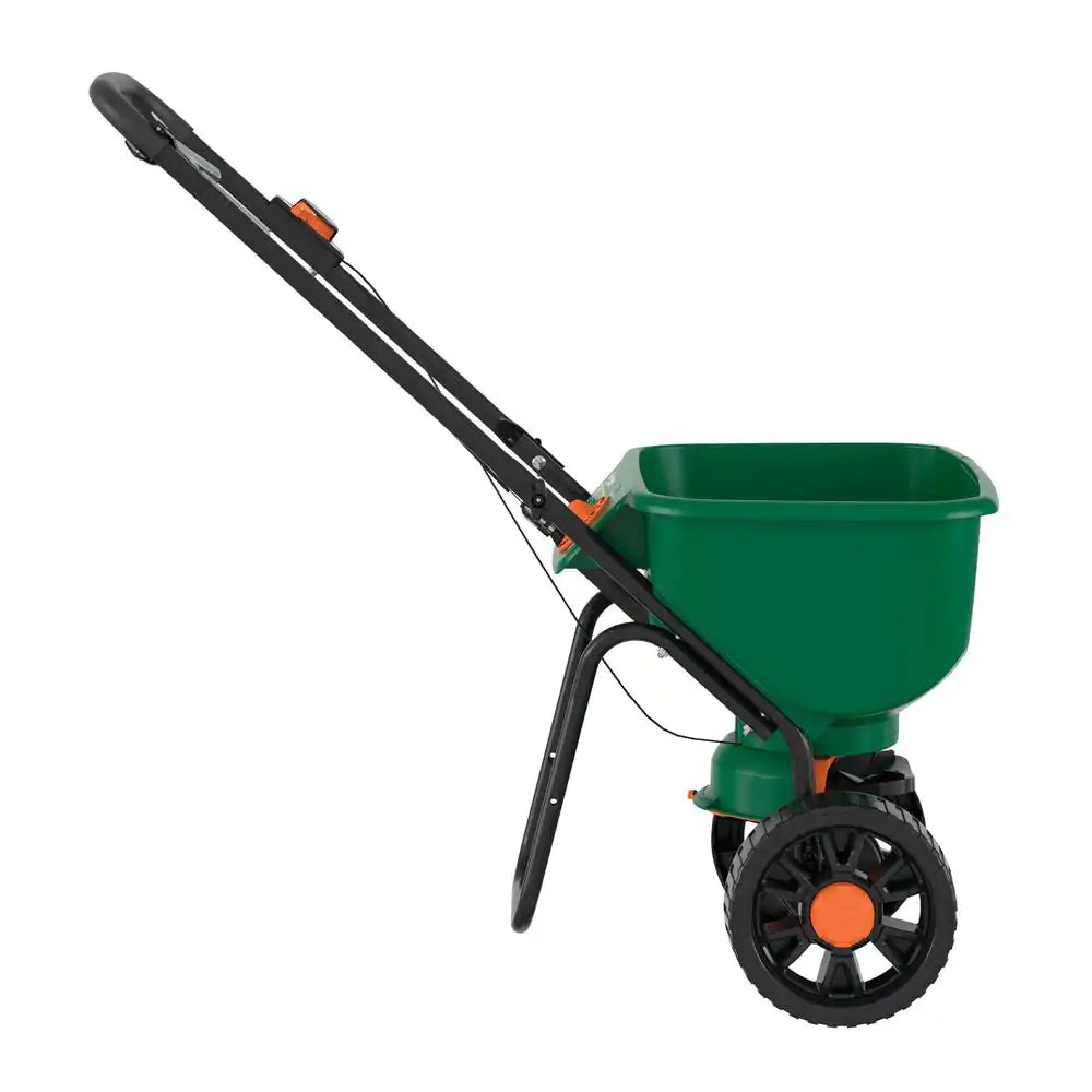 Turf Builder Edgeguard DLX Push Broadcast Spreader Holds up to 15,000 Sq.Ft. for Seed, Fertilizer, Salt, Ice Melt