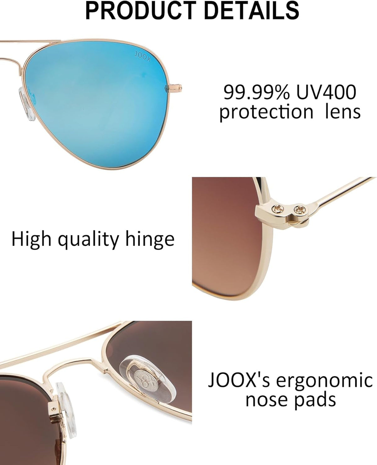 Polarized Aviator Sunglasses for Women Men, UV400 Protection Lens and Lightweight Metal Pilot Frame