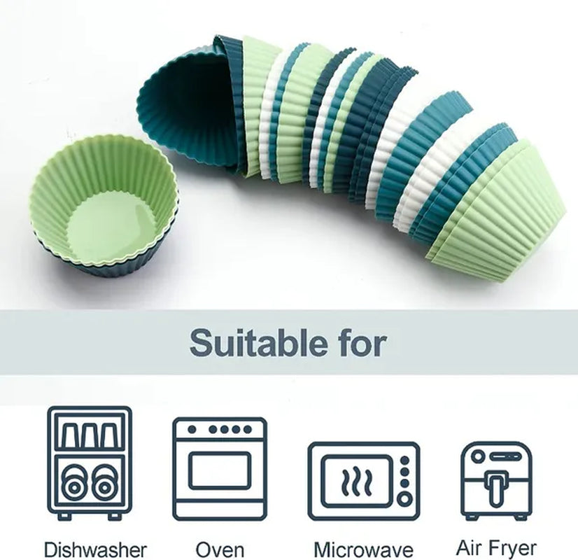 12/24PCS Silicone Cake Mold Round Muffin Cupcake Baking Molds Reusable DIY Cake Decorating Silicon Mould Tools Baking Accessories