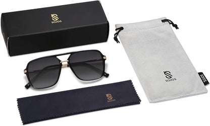 Sunglasses for Women & Men, Square, Retro, Polarized Lens, Trendy Aviator, 90s Shades