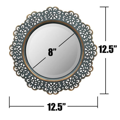 Small round Blue Casual Mirror (12.5 In. H X 12.5 In. W)