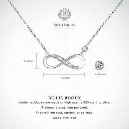 925 Sterling Silver Necklace –“Forever Love” Infinity Heart Love Pendant White Gold Plated Diamond Women Necklace Gift for for Women Girls Valentine's Day Mother's Day