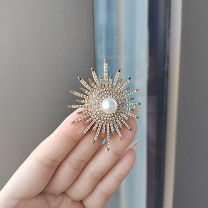 Sunflower Brooch Pins Sunflower Pearl Brooch Pins for Women Sunflower Rhinestone Brooch Pins Flower Brooch Pins Pearl Pins for Clothes Lapel Badge Brooch Pins for Lanyards Backpacks Clothes Hats Jackets
