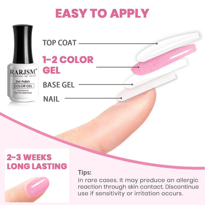 Nude Hot Pink Iridescent Gel Nail Polish Sheer Bright Neon Pink Glitter Jelly Gel Polish Neutral Shimmery Summer Color Sparkle Rainbow Pigment Gel 15ml Soak off Cured Need for Home Salon DIY