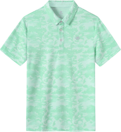 Men'S Camo Polo Golf Shirt Hiking Dry Fit Short Sleeve T-Shirts Pique Collared Polo Jersey