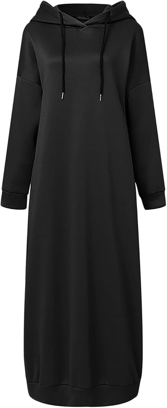 Womens Hoodies Muslim Prayer Dress Vintage Solid Color Islamic Abaya Dress Robe Mosque Prayer Loose Ramadan Clothing