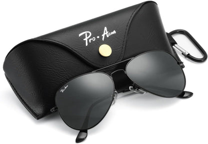 Classic Aviator Sunglasses for Men Women 100% Real Glass Lens