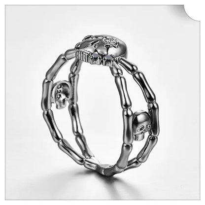 Fashion Simple Retro Punk Style Gothic Skull Rings For women Cocktail Ring Skeleton Knuckle Jewelry Size5 6 7 8 9
