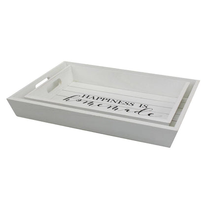 White Wooden Trays (Set of 2)