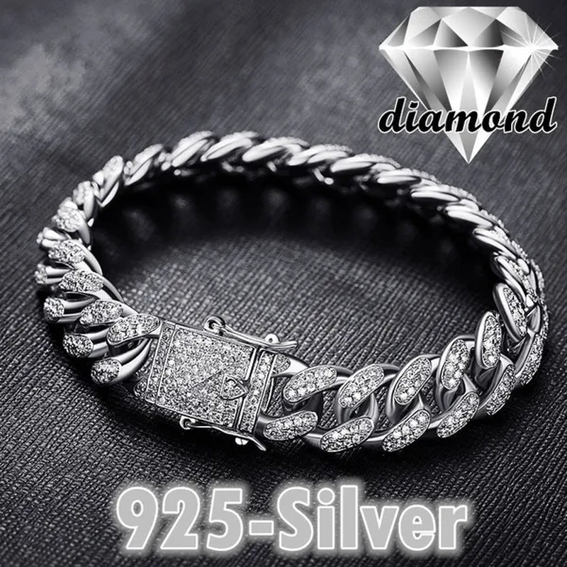 New 2018 Mens Womens Fashion Chain Hiphop Iced Out Curb Cuban Diamond 18K Gold / 24K Gold / 925 Silver Plated Necklace Bracelet Paved Clear Rhinestones