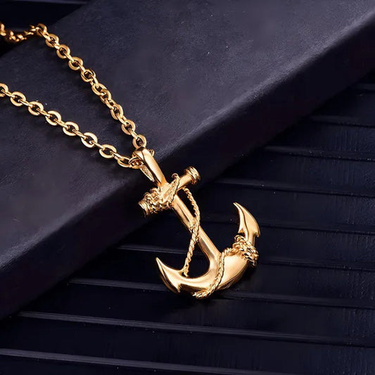 Tone Anchor Pendant Necklace Silver Plated Infinity Jewelry Anchor Men Fashion Design Simple Anchor