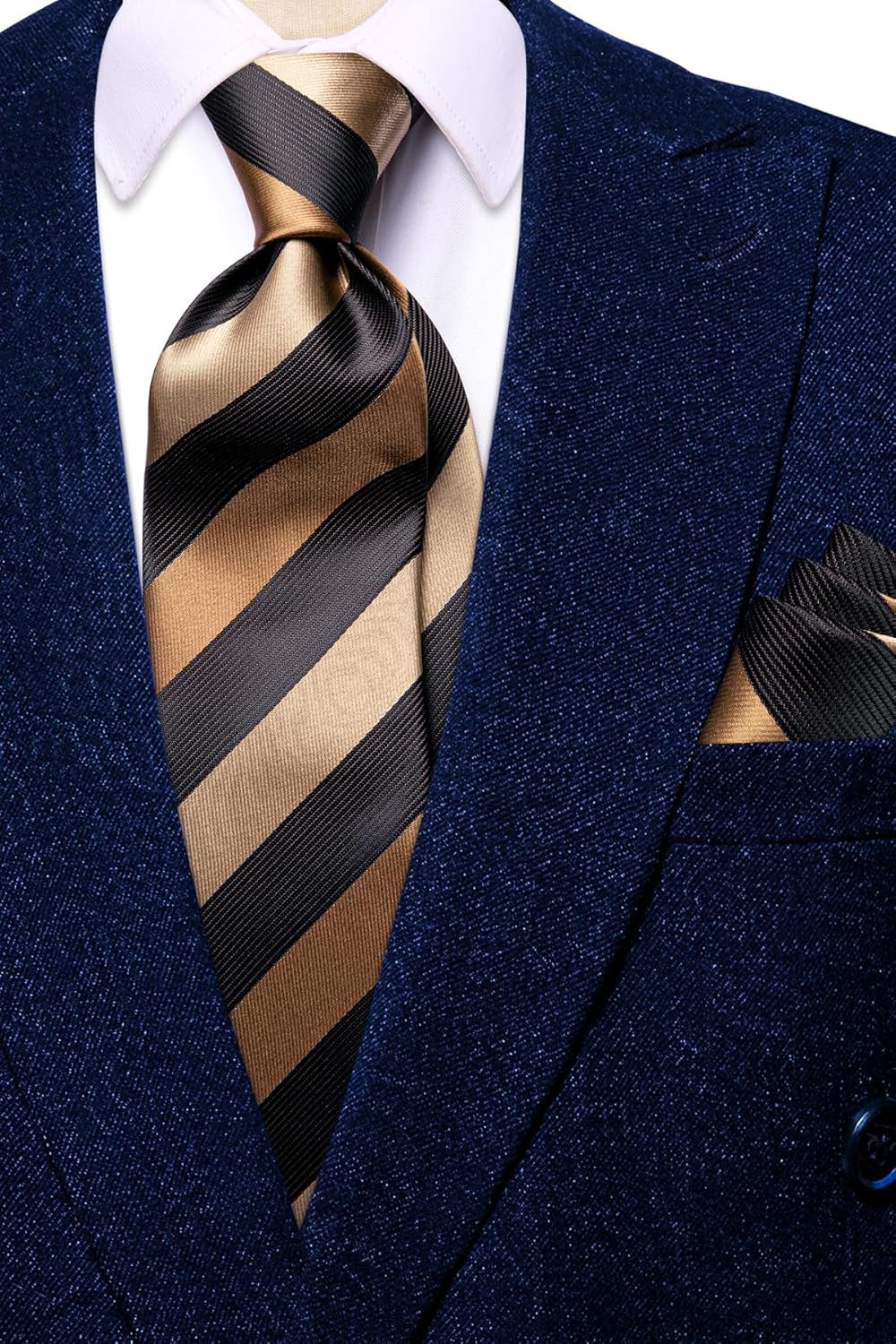 Mens Plaid Ties Classic Paisley Necktie with Handkerchief Cufflinks Set Business Stripe Tie