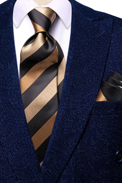 Mens Plaid Ties Classic Paisley Necktie with Handkerchief Cufflinks Set Business Stripe Tie