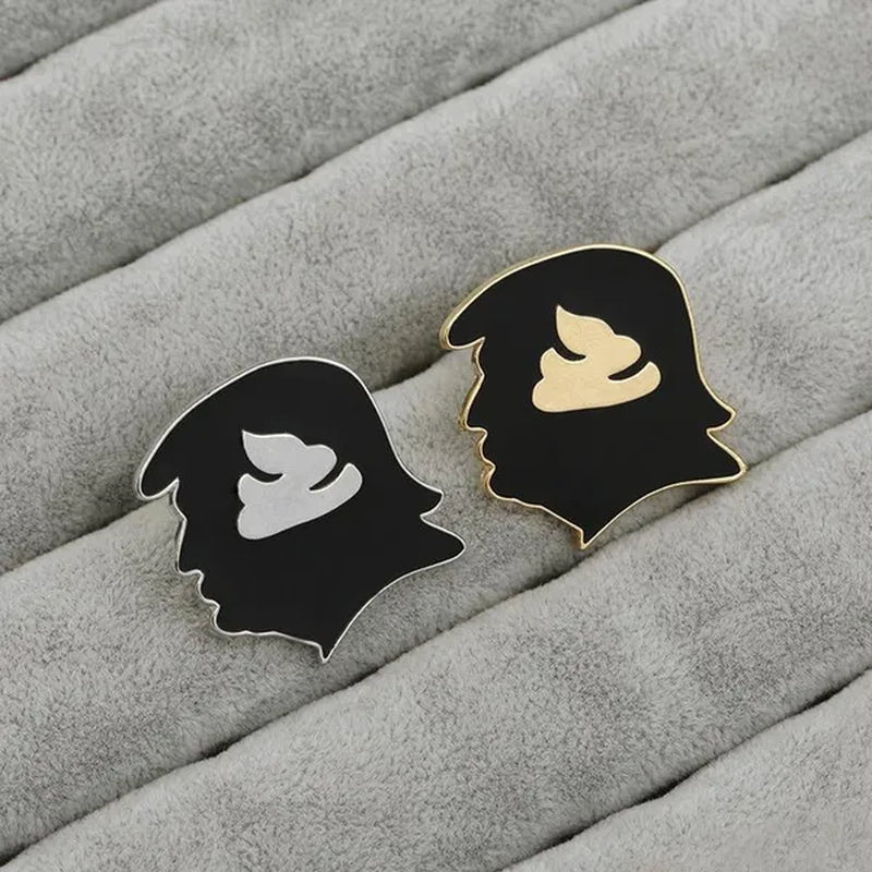 New Punk Black Enamel Brooch Pin Trump Shithead Denim Jacket Pins Bag Hat Decoration
