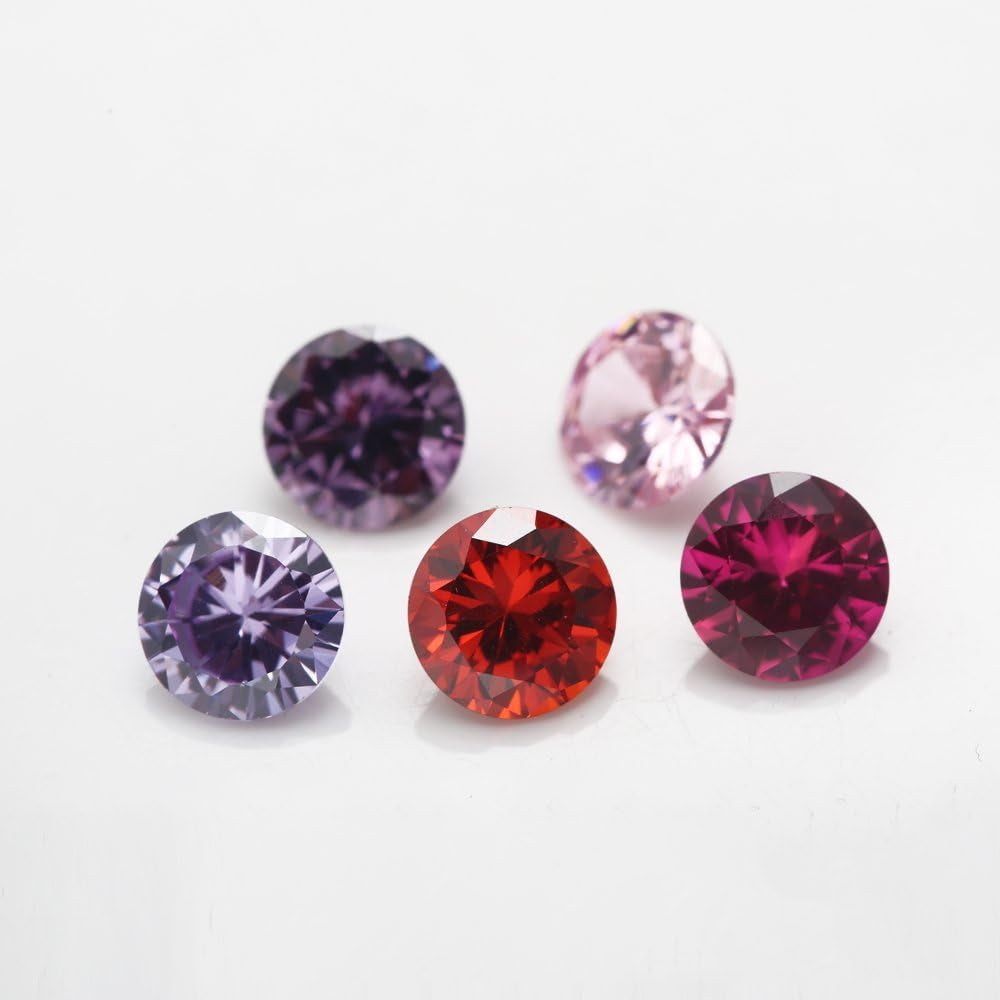 12Pcs Birthday Stone 1Pcs per Color round Loose Cubic Zirconia Stones Synthetic Ruby Synthetic Spinel