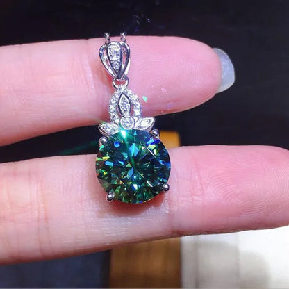 Fashion Jewelry Luxury 925 Sterling Silver Diamond Blue Green Gemstone Pendant Necklace For Women Wedding