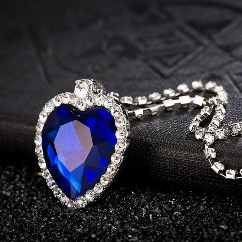 Titanic Heart of Ocean blue heart love forever pendant Necklace