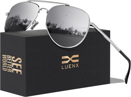 Aviator Sunglasses for Men Women Polarized Driving Classic Shades - UV 400 Protection with Accessories 60MM