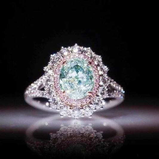 Ladies Luxury Wedding Accessories, Copper Inlaid Large Emerald Topaz Fancy Gemstones and Diamonds Women's Wedding Rings, Party Banquet Business Casual Accessories, Wedding Rings, Anniversary Gifts
