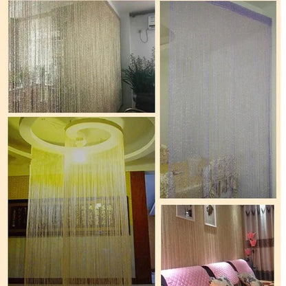 Fashion 200cm*100cm String Sparkle Curtains Fly Screen Fringe Tassel Curtain Room Divider Door Window Decor