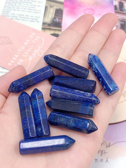 10PCS Lapis Lazuli Natural Healing Crystals Stones Set Polished Tumbled Pocket Gemstones Bulk Hexagonal Points Reiki Energy Balancing Chakra Meditation Therapy Gift
