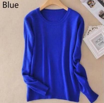 18 Colors Wool Pure Cashmere Sweater Women Soft Pullovers O-Neck Pull Femme Long Sleeve Sweaters Pullovers