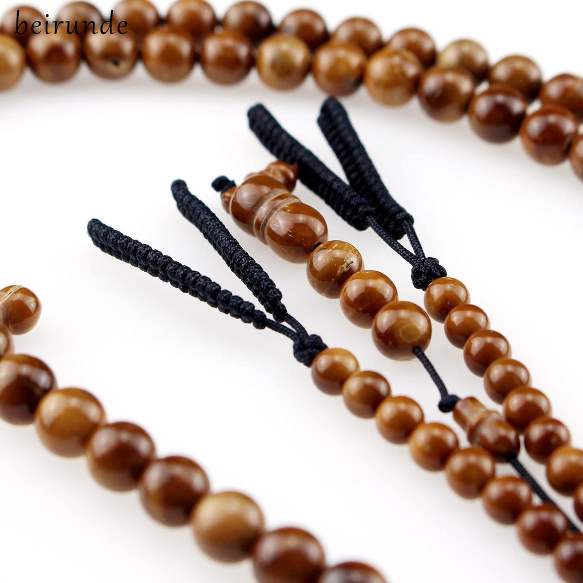 Muslims Islamic Dhikr 99 Tasbeeh Tasbih Prayer Beads, Kuka Wood Beads with Tassel