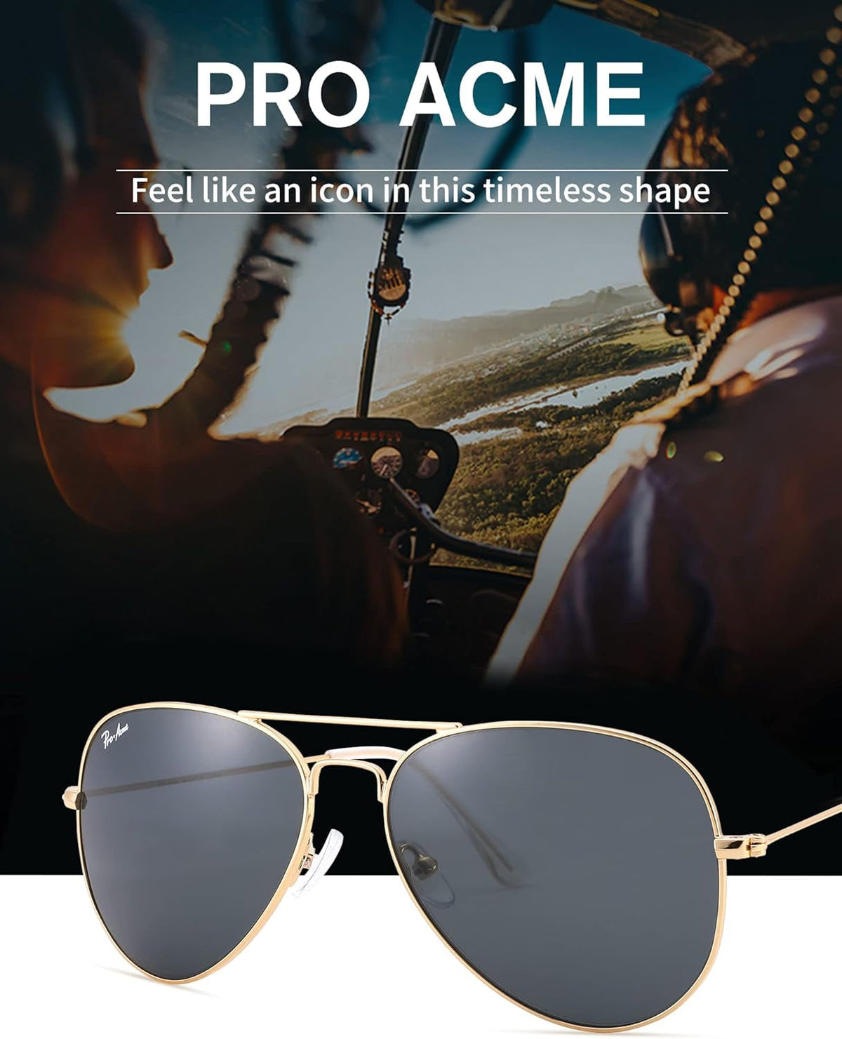 Classic Aviator Sunglasses for Men Women 100% Real Glass Lens
