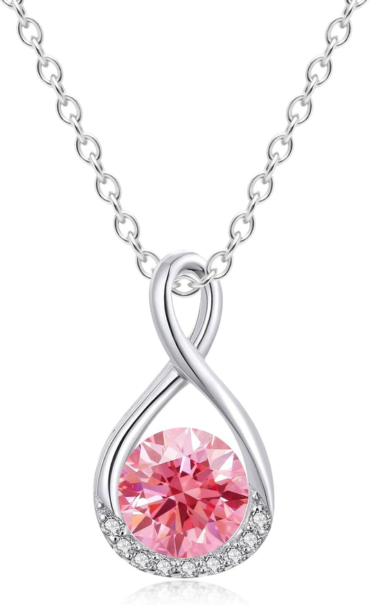 Genuine Birthstone Infinity Necklace for Women, Birthday Gifts for Her, Minimalism Style Jewelry for Everyday Wear