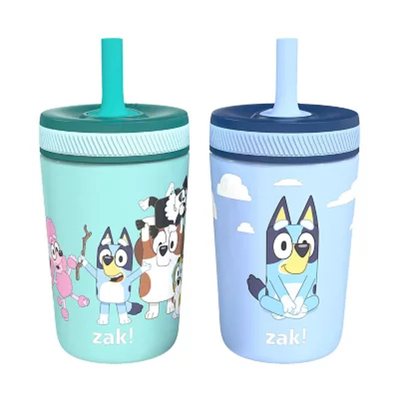 Zak Designs 12-Oz. Stainless Steel Double-Wall Tumbler for Kids with Antimicrobial Straw, 2-Piece Set, Choose Color