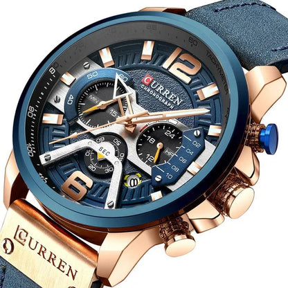 TOP SALE CURREN 8329 Mens Watches with Multi-function Quartz Chronograph Calendar Watch