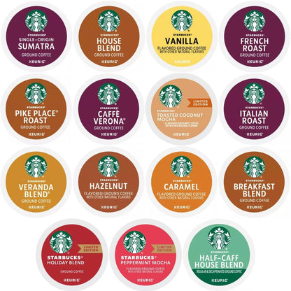 30 Count—Starbucks Variety Pack Sampler K-Cup Coffee Pods—Including Starbucks Blonde, Medium, Dark Roast, Flavored & Holiday Blend Coffee—For Keurig Brewers—1 Box (15 Unique Flavors)