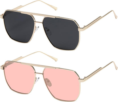 Polarized Sunglasses Womens Men Retro Oversized Square Vintage Shades Classic Large Metal Sun Glasses K1221