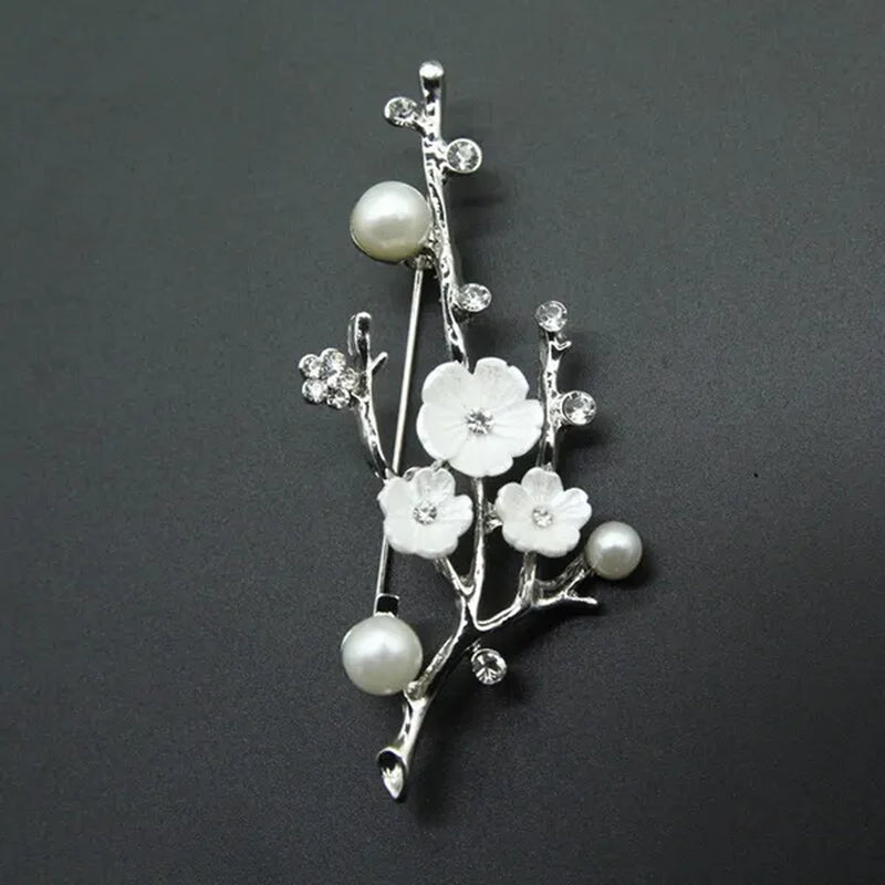 Natural Plum Blossom Brooches Pins For Women Vintage Freshwater Pearl Brooch Bouquet For Wedding Party