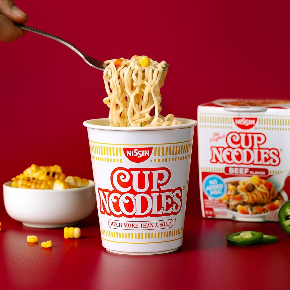 Cup Noodles Soup, Beef Flavor, Microwaveable Paper Cups, Instant Ramen, 2.25 Ounce (Pack of 12)