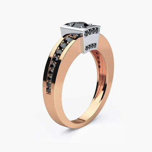 Exquisite fashion women's jewelry ladies      black zircon ring bride princess engagement wedding jewelry mother's day gift size US5-11