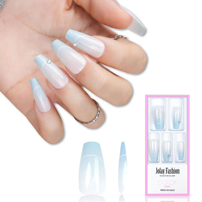 White Press on Nails Short,  Square Solid Color Fake Nails with Glue, Reusable & Natural Acrylic False Nails Stick on Nails for Women Girls Gift, Gel Nail Kit, 24pcs