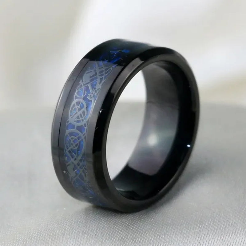 TWO Rings Couple Rings Sainless Steel Men's Ring Black Gold Filled Claddagh Ring Heart 1ct Sapphire Women's Wedding Ring Sets