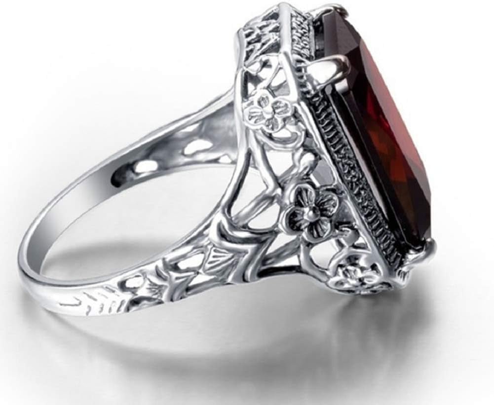 Elegant Huge Natural 3.5Ct Tanzanite 925 Silver Ruby Ring Women Wedding Engagement Size 6-10