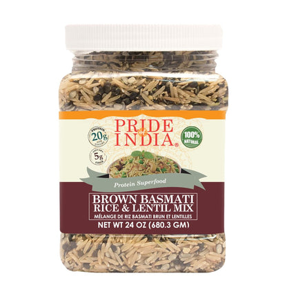 '- Indian Brown Basmati Rice & Lentil Kitchari Mix - Protein Superfood, 1.5 Pound Jar